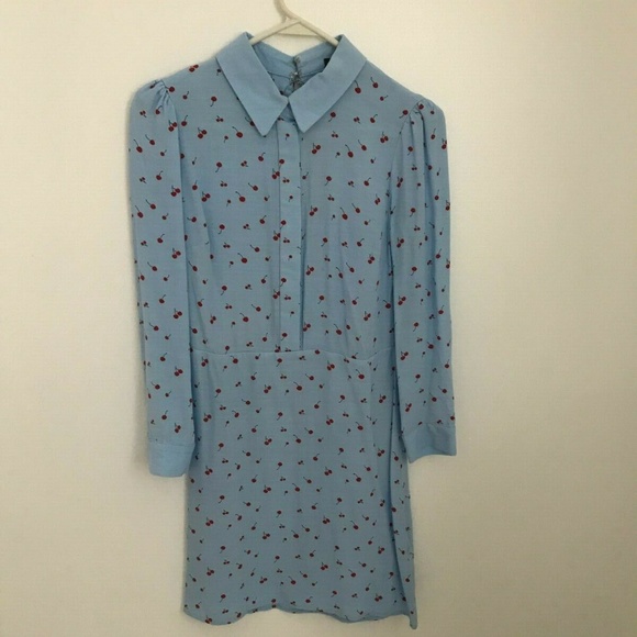 cherry print shirt dress